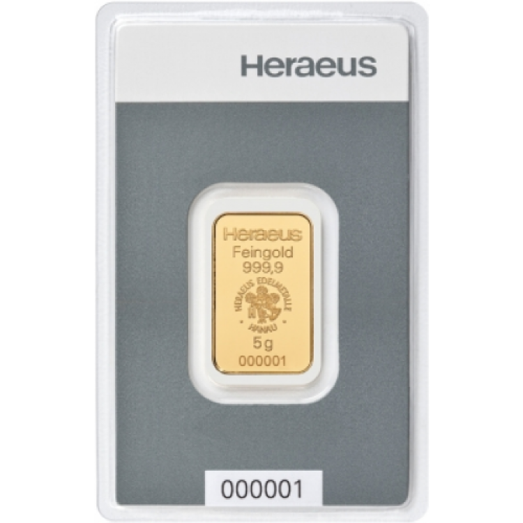 5g Heraeus Goldbarren back