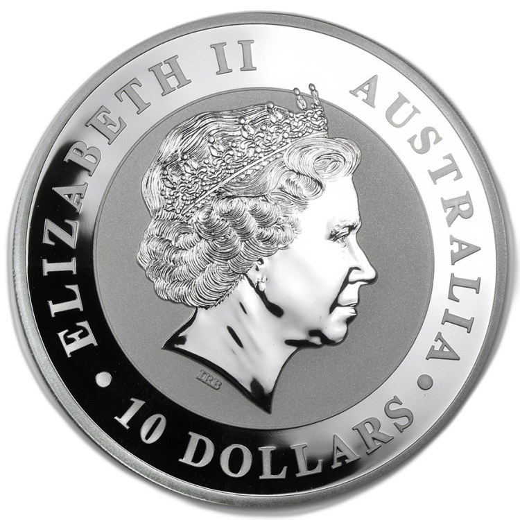10 oz Kookaburra Zilveren Munt 2013 achterkant