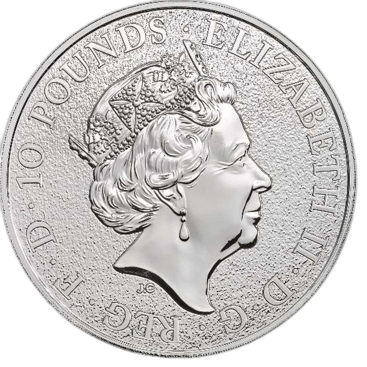 10 oz Queens Beasts Silbermünze 2016 back
