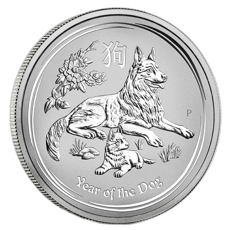 2 oz Lunar Zilveren Munt 2018 achterkant