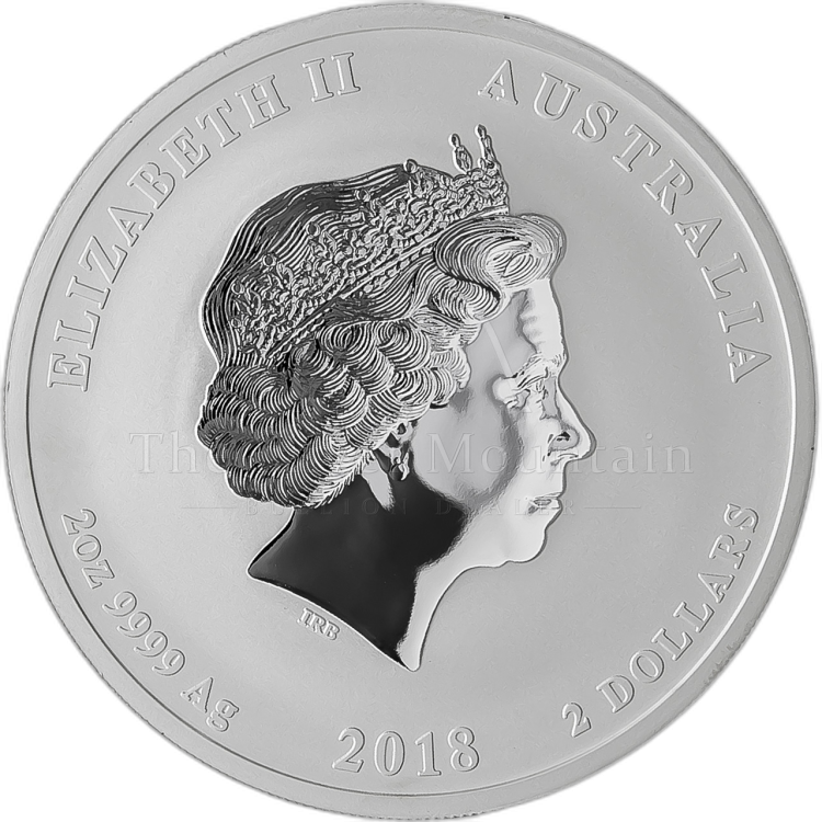 2 oz Lunar Zilveren Munt 2018 perspectief 1