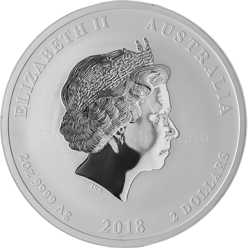 Thumbnail 2 oz Lunar Zilveren Munt 2018 perspectief 1