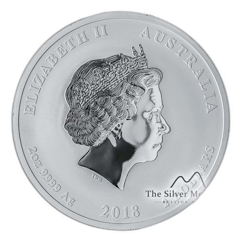 Thumbnail 2 oz Lunar Zilveren Munt 2018 perspectief 3