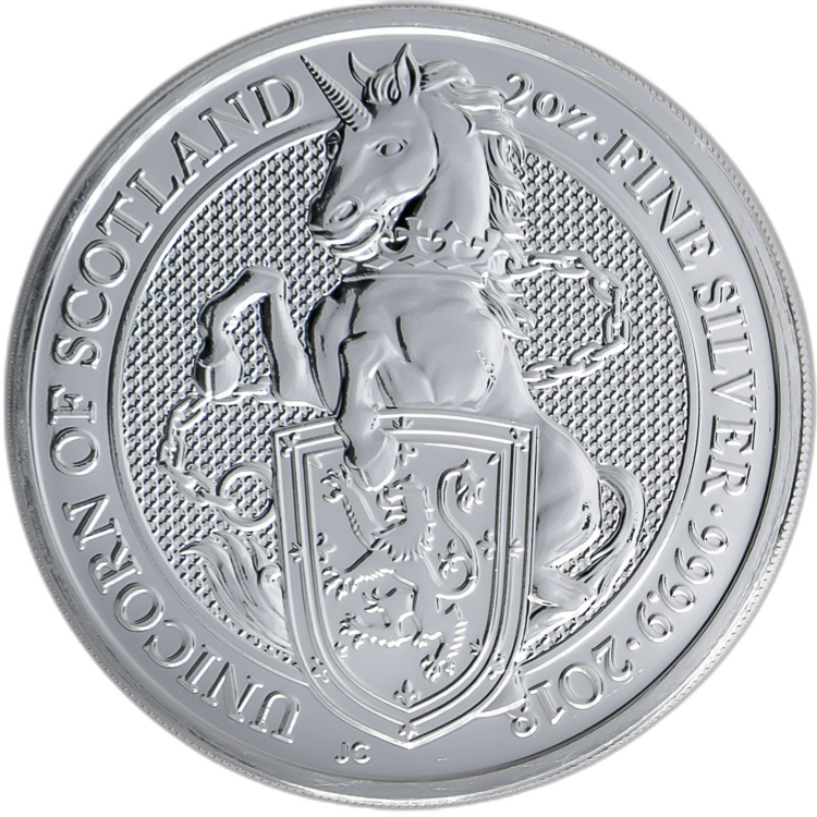 2 oz Queens Beasts Silver Coin 2018 angle 1