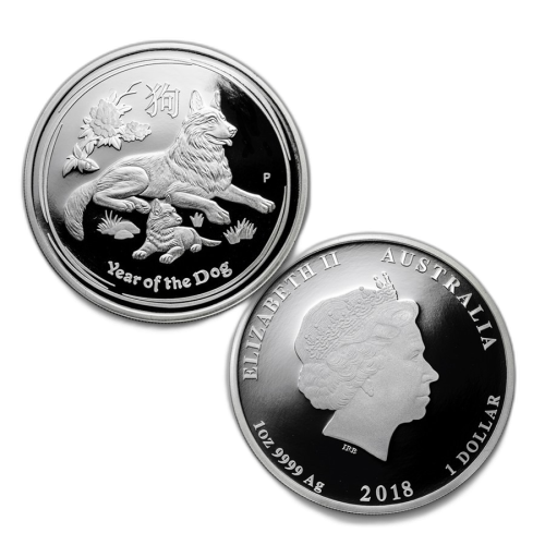 Thumbnail 4 oz Lunar Zilveren Munt 2018 perspectief 2