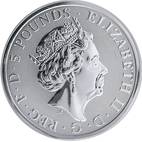 Thumbnail 2 oz Queens Beasts Zilveren Munt 2018 perspectief 1