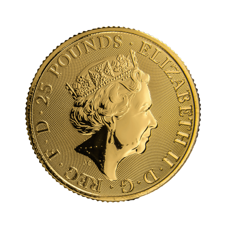 1/4 oz Queens Beasts Gouden Munt 2018 achterkant