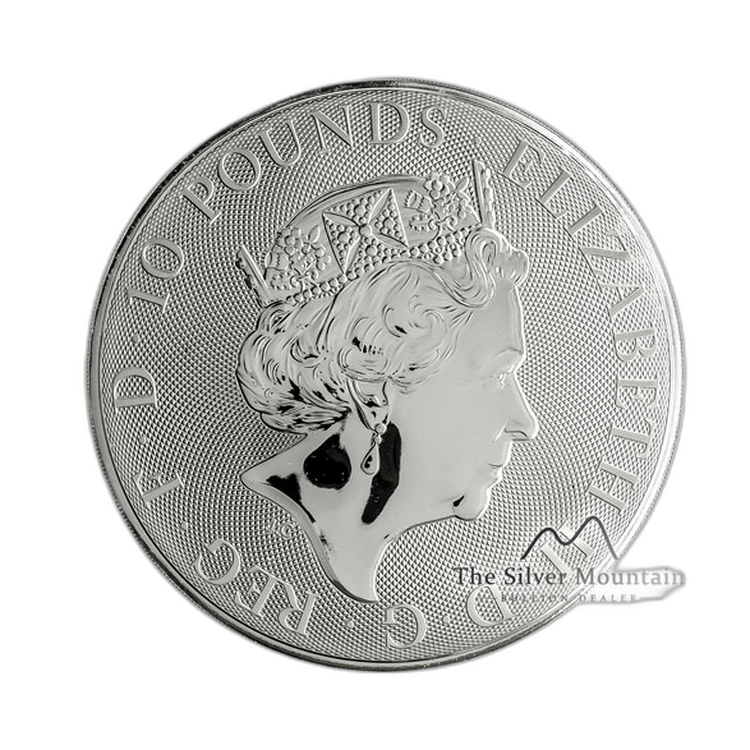 10 oz Queens Beasts d'Argent 2018 angle 2