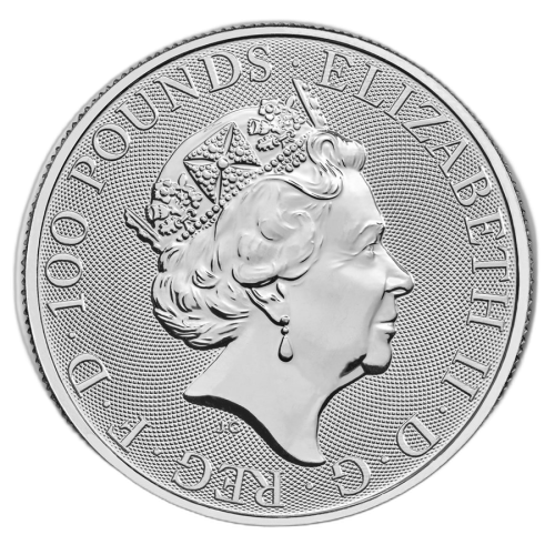 Thumbnail 1 oz Queens Beasts Platina Munt 2018 achterkant