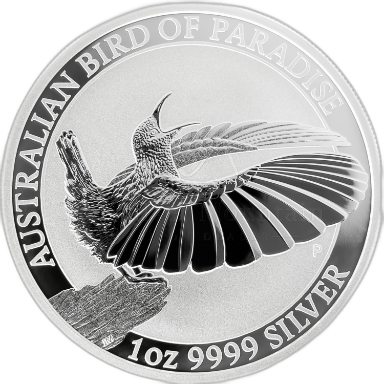 1 Troy ounce silver coin Bird of Paradise - Victoria’s Riflebird angle 2