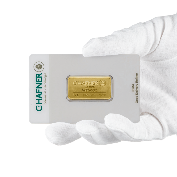 Gold bar of 10 grams C. Hafner