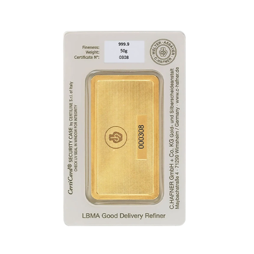 Thumbnail Certificate C. Hafner 50 gram gold bar