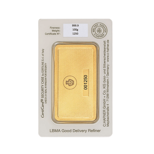 Thumbnail Gold bar 100 gram C. Hafner