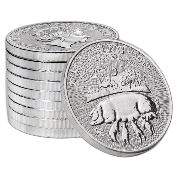 1 oz Lunar Zilveren Munt 2019 achterkant