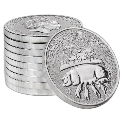 Thumbnail 1 oz Lunar Zilveren Munt 2019 achterkant