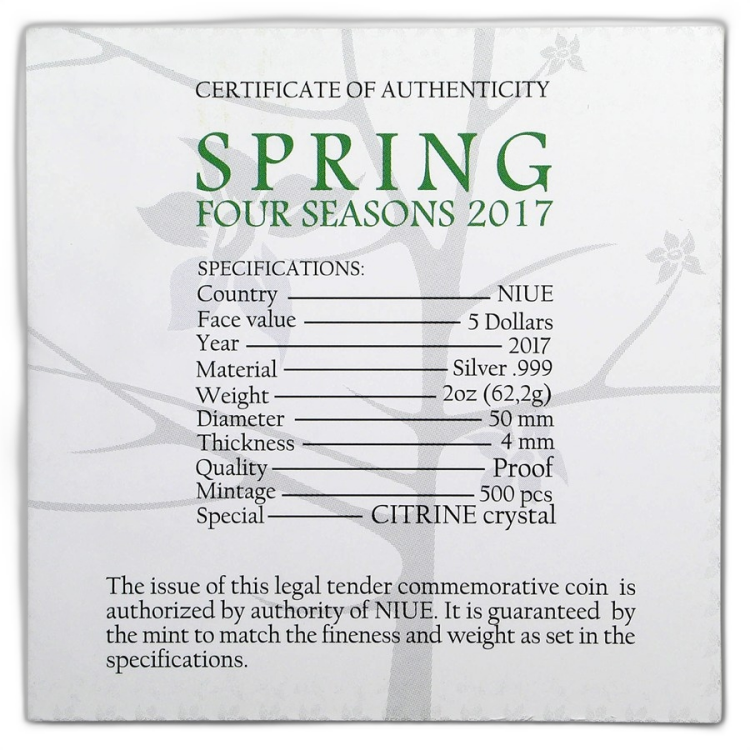 2 Troy ounce silver coin Niue Spring 2017 angle 3