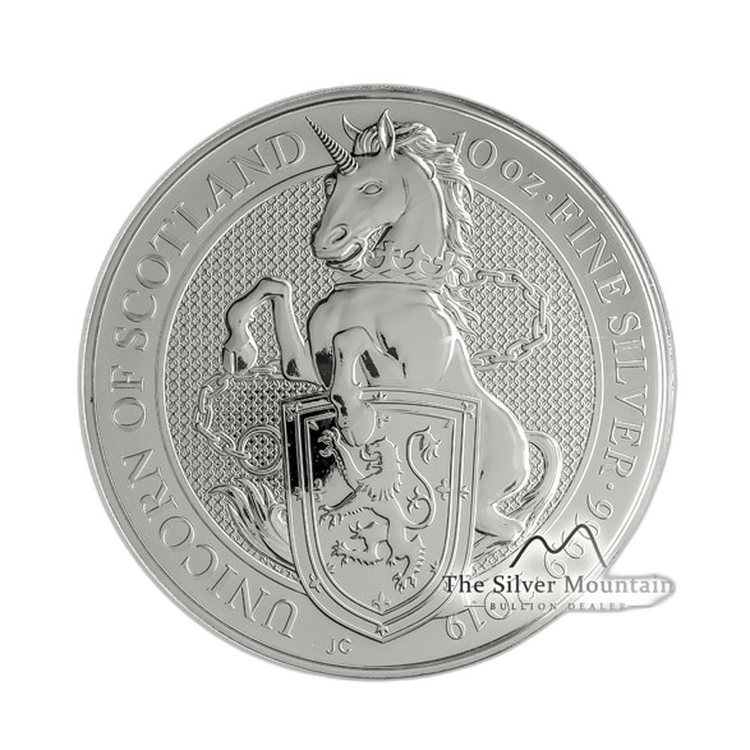 10 oz Queens Beasts Plata 2019 angle 2