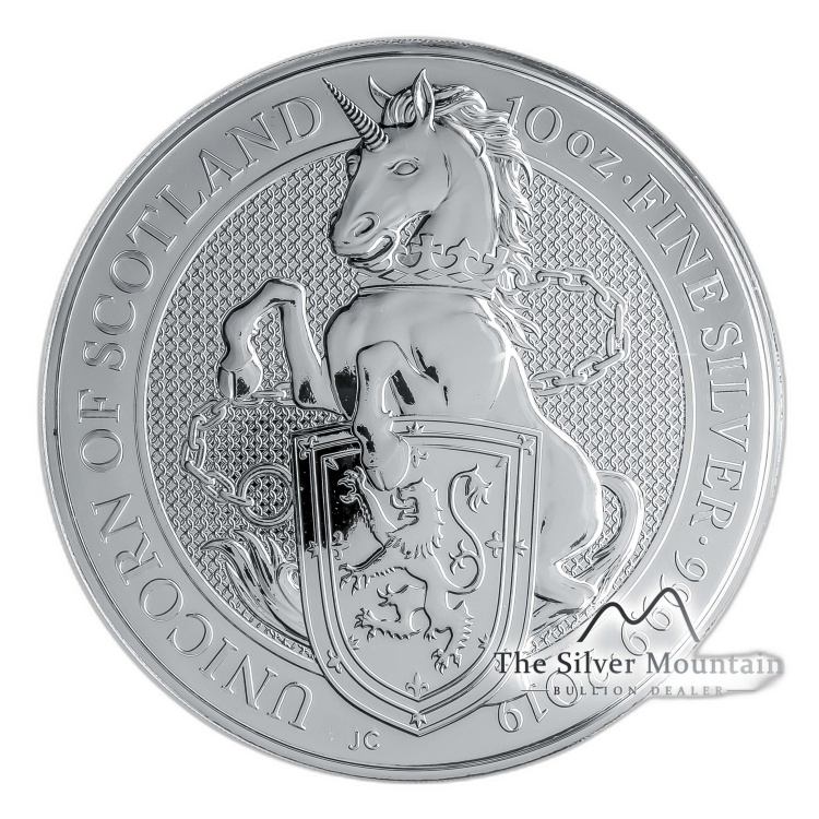 10 oz Queens Beasts Plata 2019 angle 3