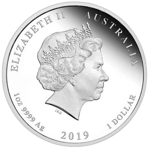 Thumbnail 1 oz Lunar Zilveren Munt 2019 achterkant