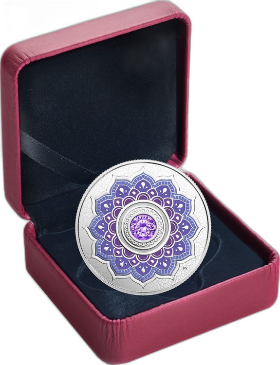 2 oz December Birthstone Swarovski Silbermünze back