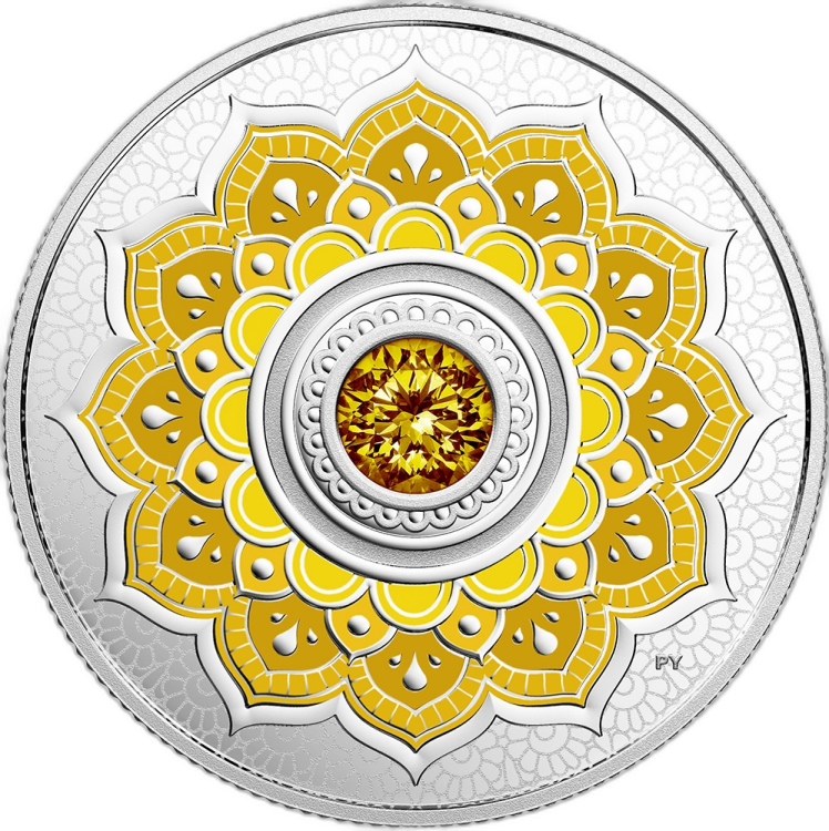 2 oz November Birthstone Swarovski Silbermünze 2018 angle 1