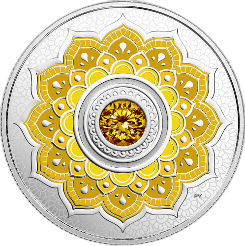 Thumbnail 2 oz November Birthstone Swarovski Silbermünze 2018 angle 1