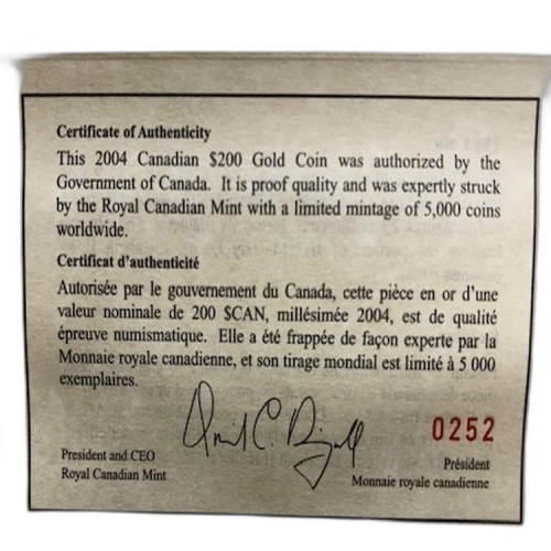 Thumbnail 2 oz Royal Canadian Mint Or 2004 angle 2