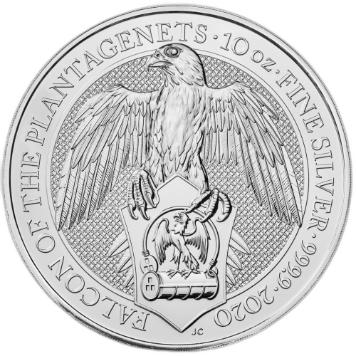 Thumbnail 10 oz Queens Beasts Zilveren Munt 2019 achterkant