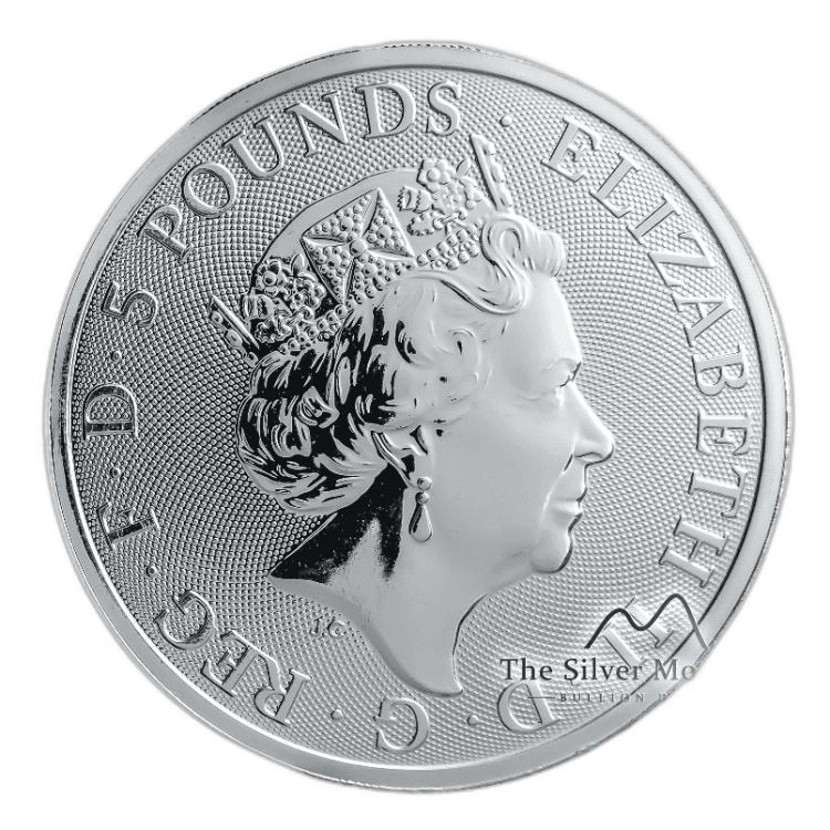 10 oz Queens Beasts Zilveren Munt 2019 perspectief 1