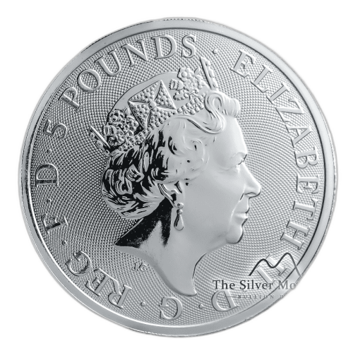 Thumbnail 10 oz Queens Beasts Zilveren Munt 2019 perspectief 1