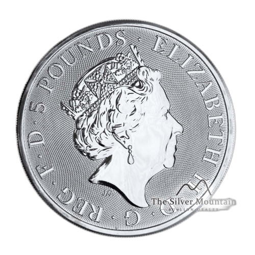 Thumbnail 2 oz Queens Beasts Zilveren Munt 2019 achterkant