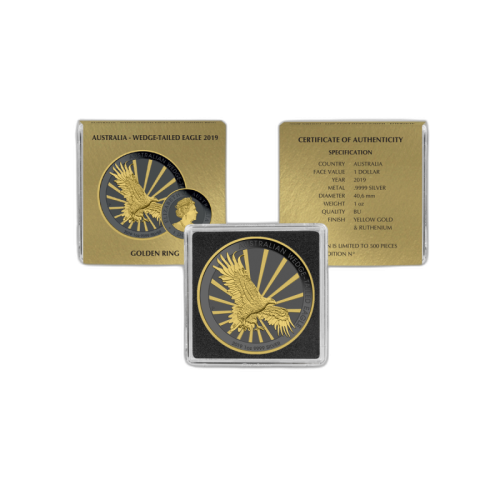 Thumbnail 1 Troy ounce zilveren munt Golden Ring - Wedge Tailed Eagle 2019 perspectief 1