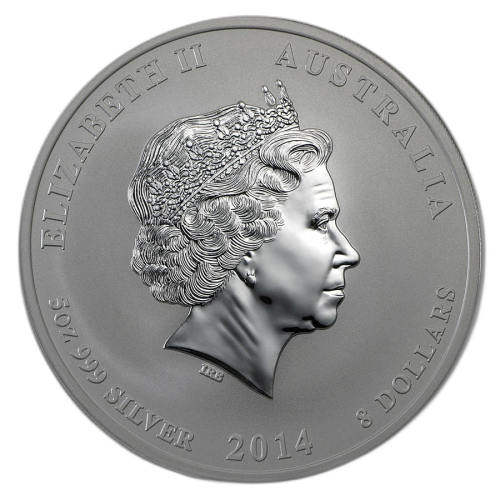 Thumbnail 5 oz Lunar Zilveren Munt 2014 achterkant