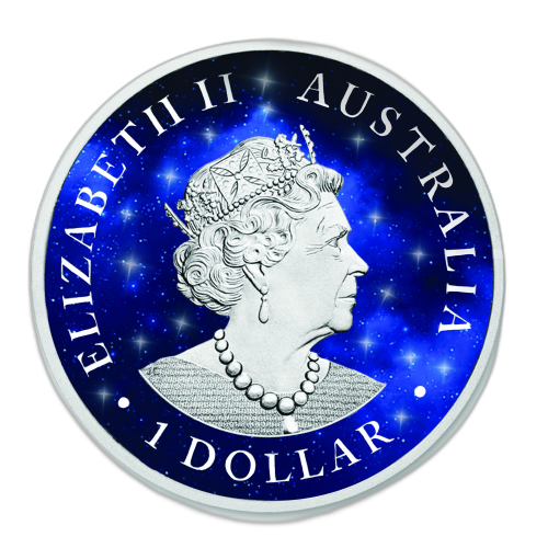 Thumbnail 1 Troy ounce zilveren munt Glowing Galaxy Kangaroo 2019 achterkant