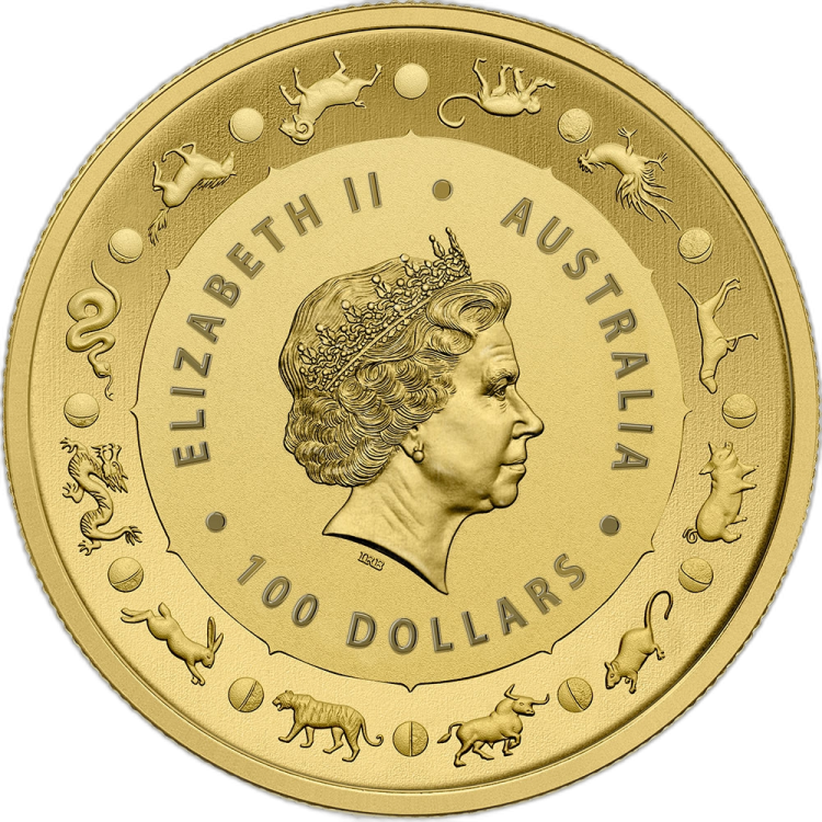 1 oz Lunar Gouden Munt achterkant