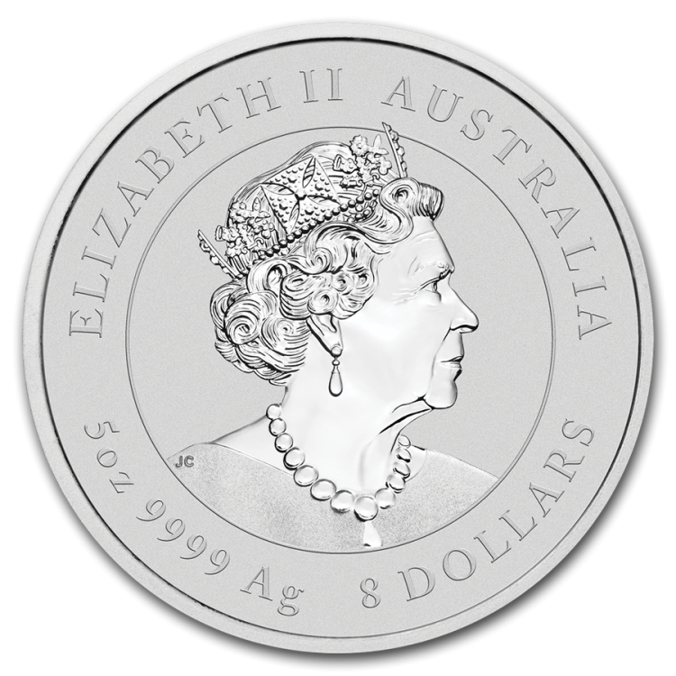 5 oz Lunar Zilveren Munt 2020 achterkant