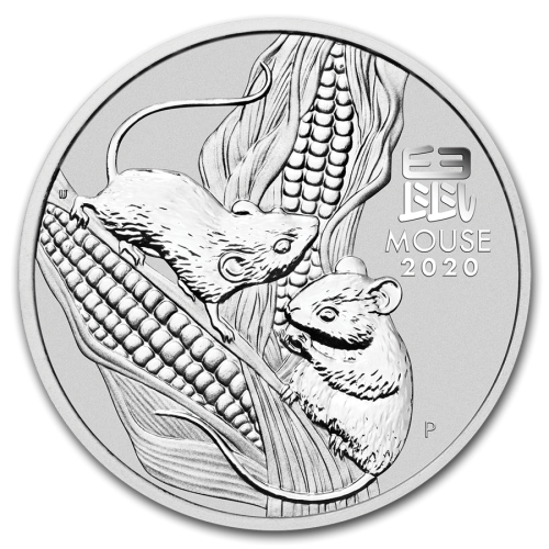Thumbnail 5 oz Lunar Zilveren Munt 2020 perspectief 1