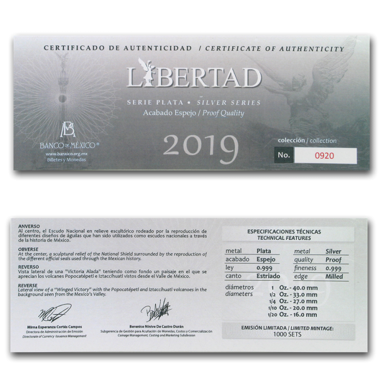 7 oz Mexican Libertad Silver Coin 2019 angle 1