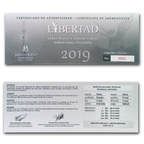 Thumbnail 7 oz Mexican Libertad Silver Coin 2019 angle 1