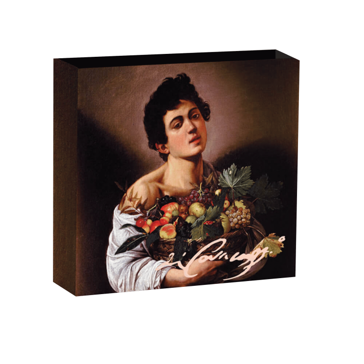1 Troy ounce silver coin Boy Basket Fruit Caravaggio angle 1
