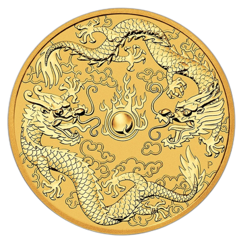 Thumbnail 1 Troy ounce gouden munt dubbele Dragon 2020 achterkant