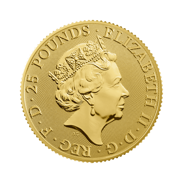 1/4 oz Queens Beasts Gouden Munt 2020 achterkant