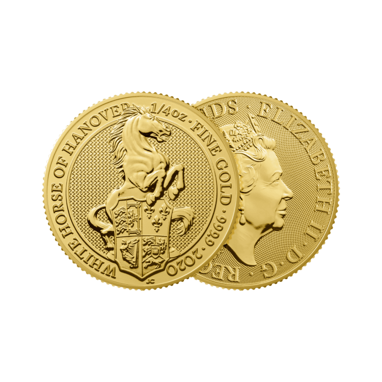 1/4 oz Queens Beasts Gouden Munt 2020 perspectief 1