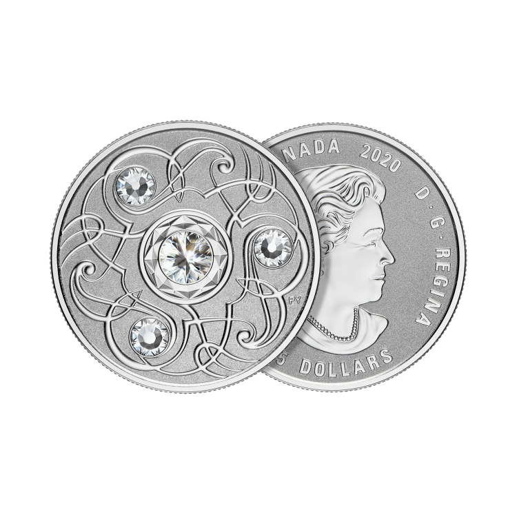 1 kilo April Birthstone Swarovski Silver Coin 2020 angle 1