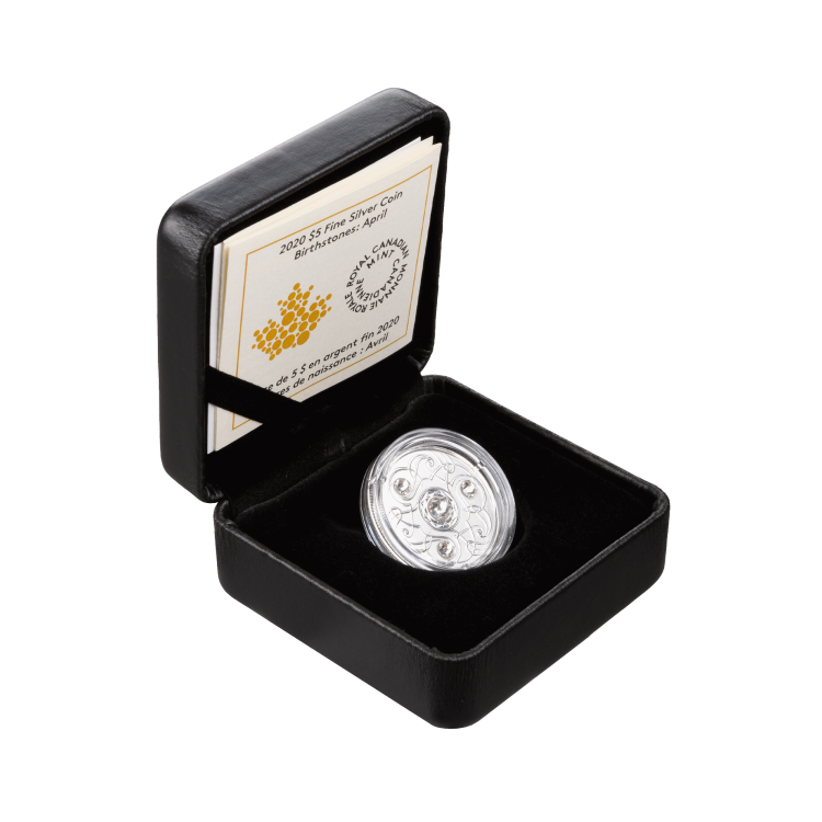 1 kilo April Birthstone Swarovski Silver Coin 2020 angle 2