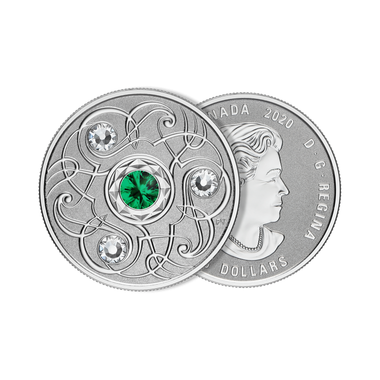 1 kilo Mei Birthstone Swarovski Silver Coin 2020 angle 1