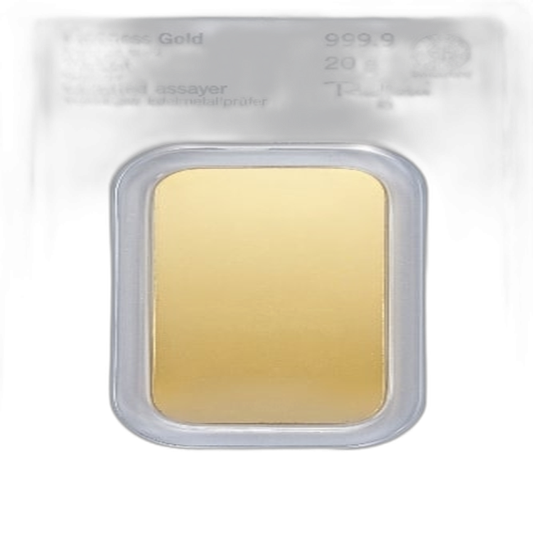 20g Heraeus Goldbarren back