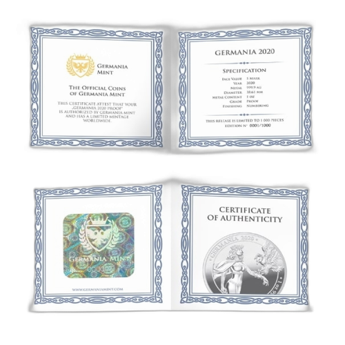 Thumbnail 1 oz Germania Silbermünze 2020 back