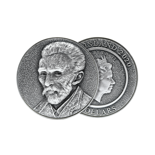 Thumbnail 2 troy ounce zilveren munt zelfportret Vincent van Gogh perspectief 1