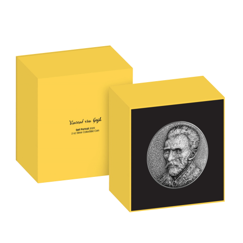 Thumbnail 2 troy ounce zilveren munt zelfportret Vincent van Gogh perspectief 2